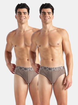 Jockey - US14 Men Super Combed Cotton Solid Brief Dark Khaki (Pack of 2)