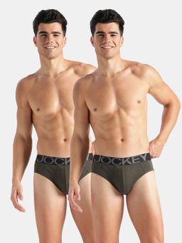 Jockey - US14 Men Super Combed Cotton Solid Brief Olive (Pack of 2)