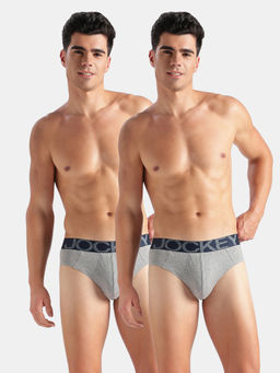 Jockey - US14 Men Super Combed Cotton Solid Brief Steel Grey (Pack of 2)