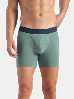 Jockey - US71 Mens Super Cotton Solid Boxer Brief with Ultrasoft Waistband Green