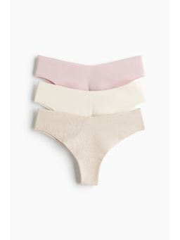 H&M - Women Pink 3-Pack Invisible Cotton Brazilian Briefs