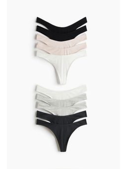 H&M - Women Black 10-Pack Cotton Thong Briefs