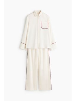 H&M - Women White Satin Shirt And Pyjamas