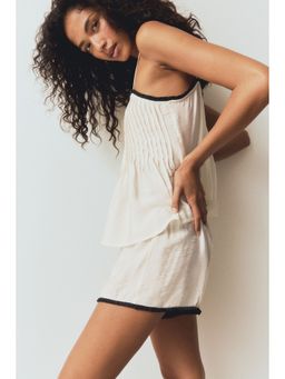 H&M - Women White Viscose-Blend Top And Shorts