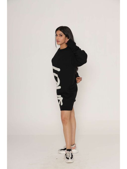 open lace back dress Darcy Sweater Dress in Black main image 0