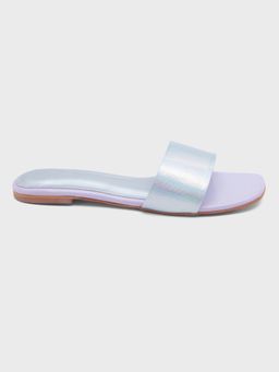 IYKYK by Nykaa Fashion - Silver Lilac Holographic Slider Flats