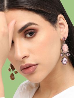 Sohi - Gold Plated Designer Stone Party Drop Earring For Women