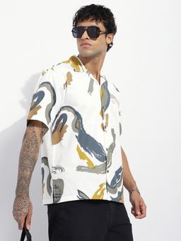 DILLINGER - Men White Cotton Printed Boxy Fit Shirt