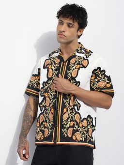 DILLINGER - Men White Cotton Printed Boxy Fit Shirt