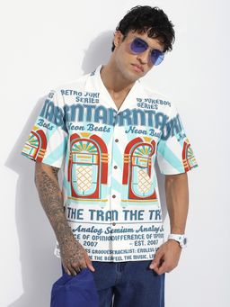 Difference of Opinion - Men White Cotton Printed Boxy Fit Shirt