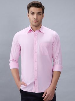 Kenneth Cole - Men Pink Cotton Blend Solid Slim Fit Shirt