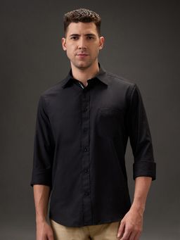 Kenneth Cole - Men Black Cotton Blend Solid Slim Fit Shirt