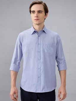 Kenneth Cole - Men Blue Cotton Blend Printed Slim Fit Shirt
