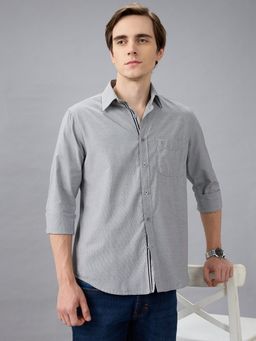 Kenneth Cole - Men Grey Cotton Blend Printed Slim Fit Shirt