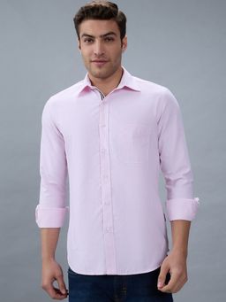 Kenneth Cole - Men Pink Cotton Blend Stripes Slim Fit Shirt