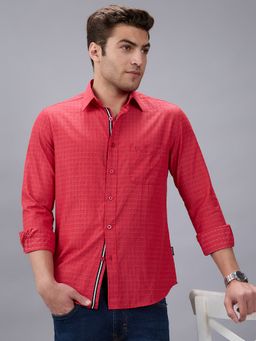 Kenneth Cole - Men Red Cotton Blend Printed Slim Fit Shirt