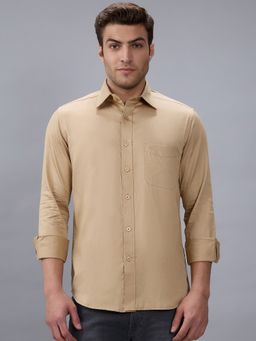 Kenneth Cole - Men Beige Pure Cotton Solid Slim Fit Shirt