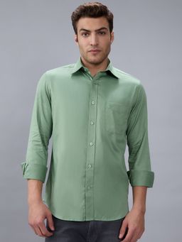 Kenneth Cole - Men Green Pure Cotton Solid Slim Fit Shirt