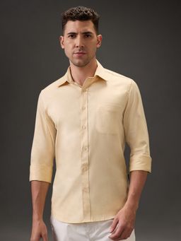 Kenneth Cole - Men Tan Pure Cotton Solid Slim Fit Shirt