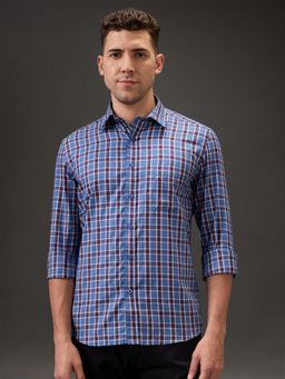 Kenneth Cole - Men Blue Pure Cotton Checks Slim Fit Shirt
