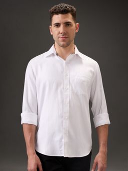 Kenneth Cole - Men White Cotton Blend Solid Slim Fit Shirt