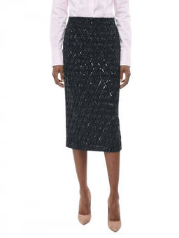 Parosh - Black Embellished Midi Skirt