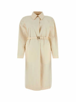 Fendi - Ivory Polyester Blend Overcoat