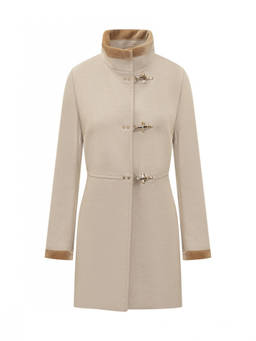 Fay - Beige Solid Band Collar Trench Coat