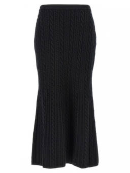Alessandra Rich - Black Long Wool Skirt