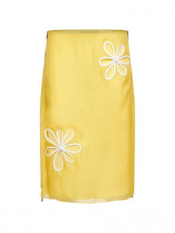 Fendi - Yellow Straight Midi Skirt