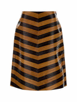 Fendi - Brown Two Tone Leather Skirt