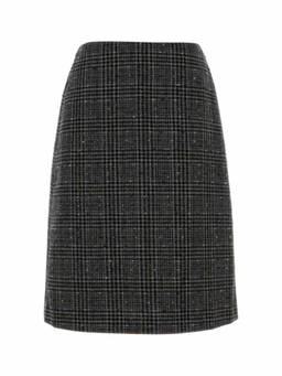 Fendi - Black Embroidered Tweed High Rise Skirt