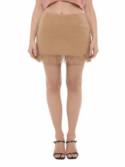 The Garment - Beige Solid Mini Skirt