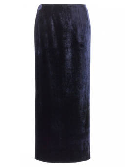 Fendi - Navy Blue Zip-Embellished Velvet Maxi Skirt