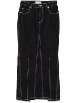 Marine Serre - Black Moon Denim Long Skirt