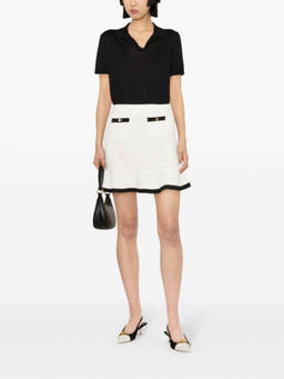 self-portrait - White Sequinned Crochet Miniskirt