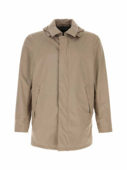 Herno - Beige Solid Hood Raincoat
