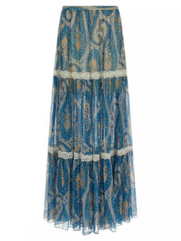 Etro - Light Blue Lace Insert Skirt