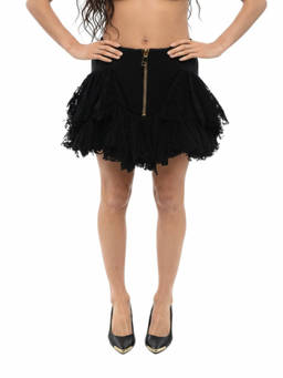 BALMAIN - Black Lace Mini Skirt