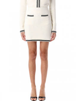 self-portrait - White Bow-Jacquard Mini Skirt
