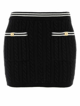 Alessandra Rich - Black Cable-Knit Mini Skirt