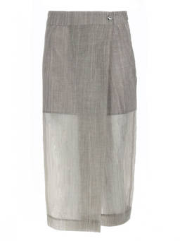 The Garment - Grey Solid Midi Skirt