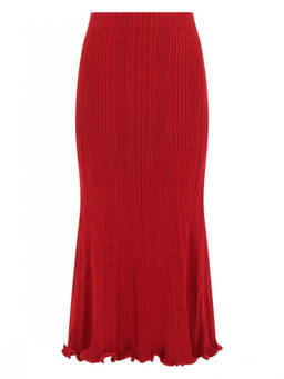 self-portrait - Red Pleated Midi Skirt