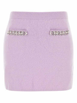 self-portrait - Lilac Stretch Viscose Blend Mini Skirt