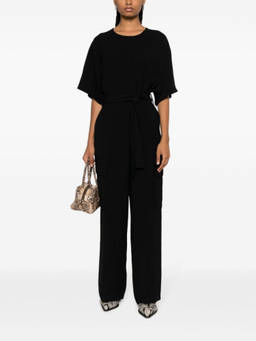 Parosh - Black Wide Leg Cargo Jumpsuit