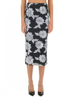 Rotate Birger Christensen - Black Floral Midi Skirt