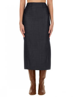 Etro - Grey Checks Midi Skirt