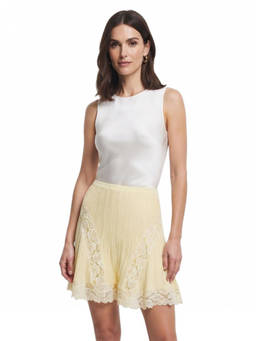 self-portrait - Yellow Lace Mini Skirt