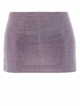 self-portrait - Light Purple Embellished Fabric Mini Skirt