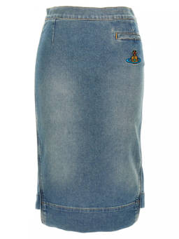Vivienne Westwood - Light Blue Logo Embroidery Denim Skirt